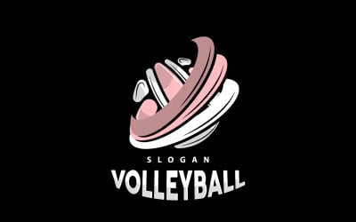 Volleyboll Logotyp Sport Enkel Design Version16