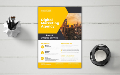 Agencia de marketing digital Soluciones de software empresarial Diseño vectorial de folleto