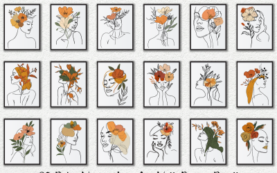 Boho Woman Line Art fali posztercsomag