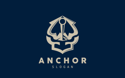 Design semplice del logo di ancoraggio vettoriale della nave marinaV4