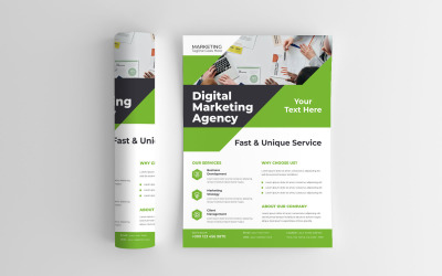 Digitale Marketingagentur, IT-Lösungsanbieter, Flyer-Design, Vektor-Layout