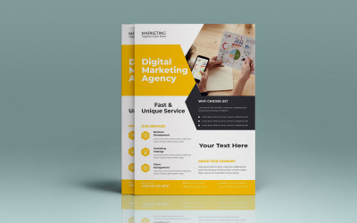 Digitale marketingbureau zakelijke flyer met foto-vectorlay-out