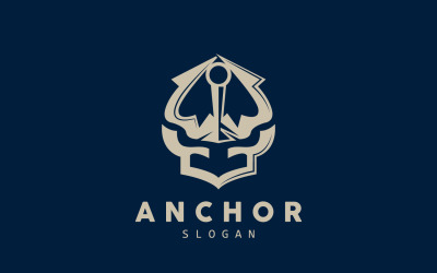 Diseño simple del logotipo del ancla del vector del barco marinoV4