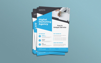 Diseño vectorial de folleto de optimización de procesos de negocio de agencia de marketing digital