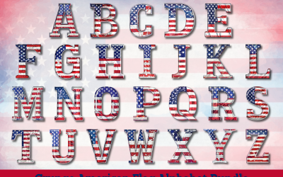 Grunge amerikanische Flagge Alphabet Clipart Bundle