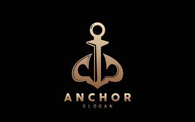 Marineschiff-Vektor-Anker-Logo, einfaches DesignV1