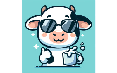 牛奶日庆祝活动，奶牛微笑人物插画