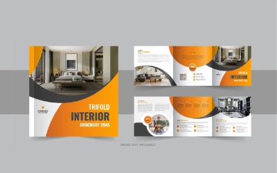 Interiérový čtvercový trojdílný, interiérový časopis nebo návrh šablony interiérového portfolia