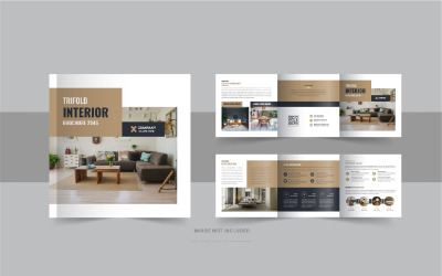 Quadratisches dreifach gefaltetes Interior-Magazin oder Interior-Portfolio-Design