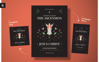 Black Minimal Jesus Day Ascension Day Flyer