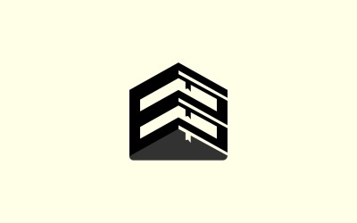 Bokstaven E bok hus logotyp formgivningsmall