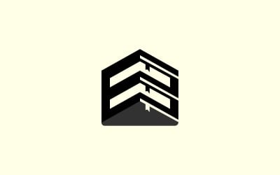 E harfi kitap evi logo tasarım şablonu