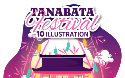 10 Tanabata Japán Fesztivál illusztráció