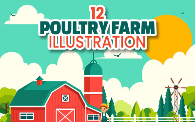 12 Geflügelfarm-Illustration
