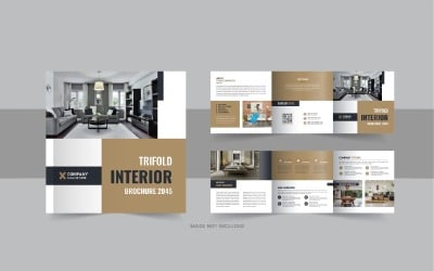 Interior square trifold, Interior magazine or interior portfolio design template layout