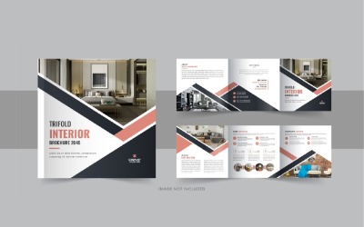 Interior square trifold, Interior magazine or interior portfolio template design layout