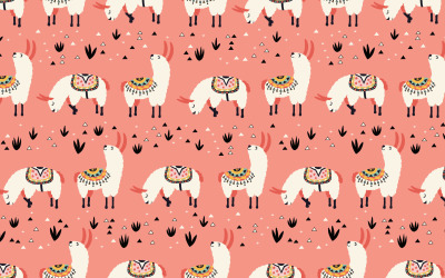 Llamas in a Pink Desert Vector Pattern
