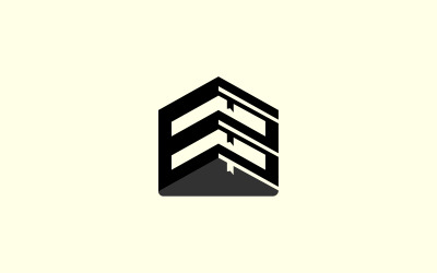 Modello di progettazione del logo della casa del libro Lettera E