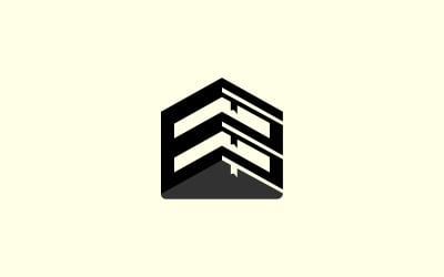 Plantilla de diseño de logotipo de casa de libro letra E