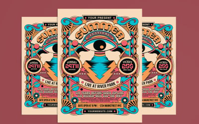 Retro Psychedelic Summer Music Festival Flyer