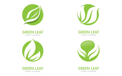 Gröna blad logotyp ikon vektor mall V0