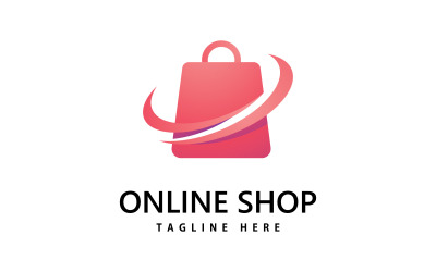 logo obchodu s nákupní taškou. design loga online nakupování V7