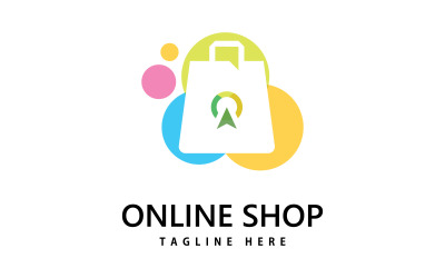logotipo da loja de sacola de compras. design de logotipo de compras online V6
