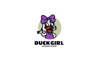 Logotipo de desenho animado da mascote da menina pato