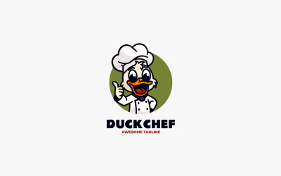 Logotipo de desenho animado da mascote do chef pato
