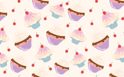 Lychee Cupcake sömlösa mönster