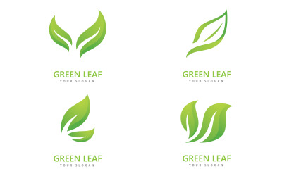 Modelo de vetor de ícone de logotipo de folha verde V9