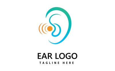 Ouvido, design de vetor de ícone de logotipo auditivo V1