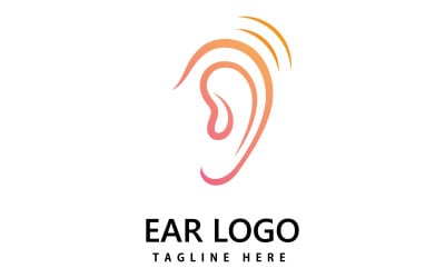 Ouvido, design de vetor de ícone de logotipo auditivo V4