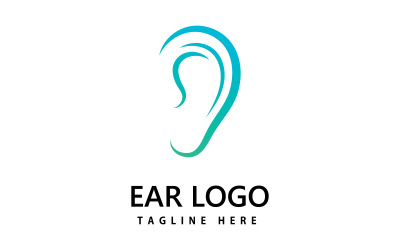Ouvido, design de vetor de ícone de logotipo auditivo V8