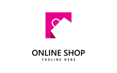 shopping bag store logo. online shopping logo design V1