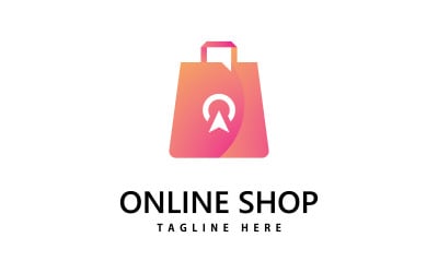 logo obchodu s nákupní taškou. design loga online nakupování V5