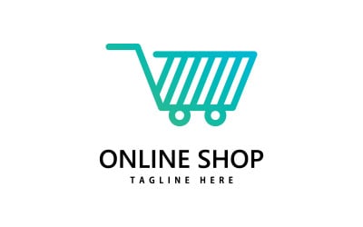 shopping bag store logo. online shopping logo design V8
