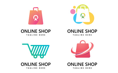 shoppingväska butikslogotyp. online shopping logo design V0