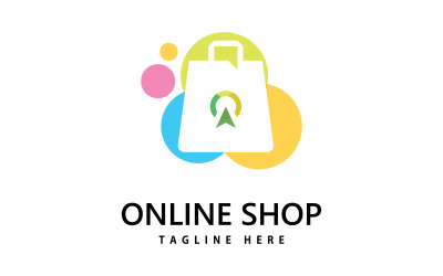 shoppingväska butikslogotyp. online shopping logo design V6