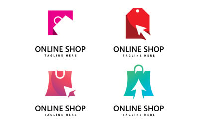 shoppingväska butikslogotyp. online shopping logo design V9