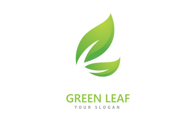 Yeşil yaprak logo simge vektör şablonu V3