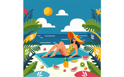 Žena setkání západ slunce na pláži letní prázdniny