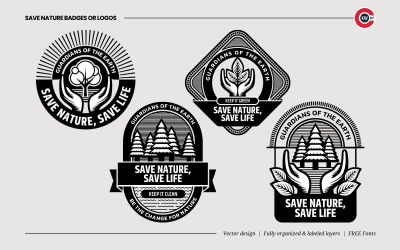 Abzeichen oder Emblem-Logo für Save Nature