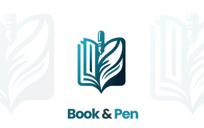 Boek en Pen moderne Vector Logo