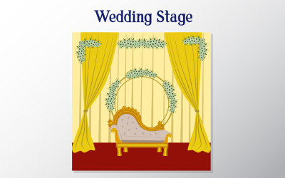 婚礼结婚舞台布置装饰插画模板