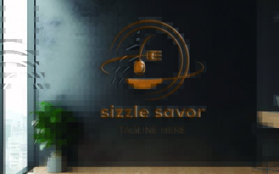 Modello di logo Sizzle Savor per marchi alimentari e ristoranti