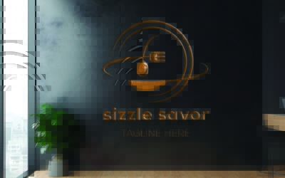 食品品牌和餐厅的 Sizzle Savor 徽标模板