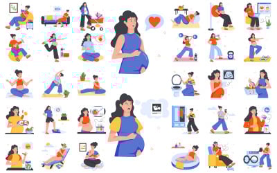 Blossoming Life : Collection d&amp;#39;illustrations de grossesse - Format SVG