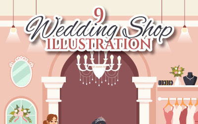 9 esküvői bolt illusztráció