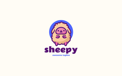 Logotipo de desenho animado da mascote de ovelha 3